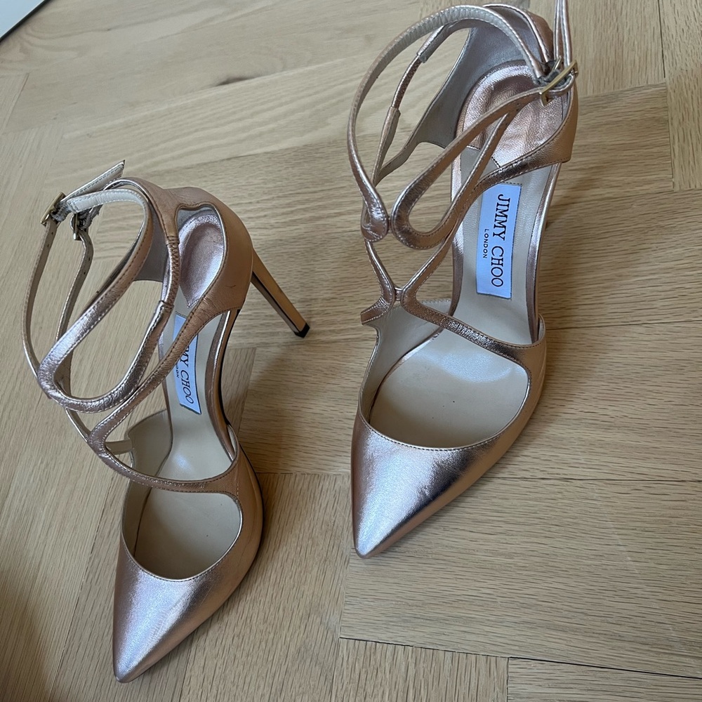 Jimmy Choo, 38.5, rose gold, 100mm Lancer Pump